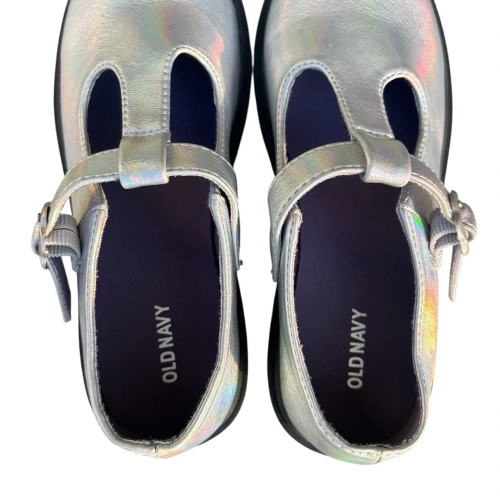 Old Navy NWOT Silver Iridescent Mary Jane Shoes